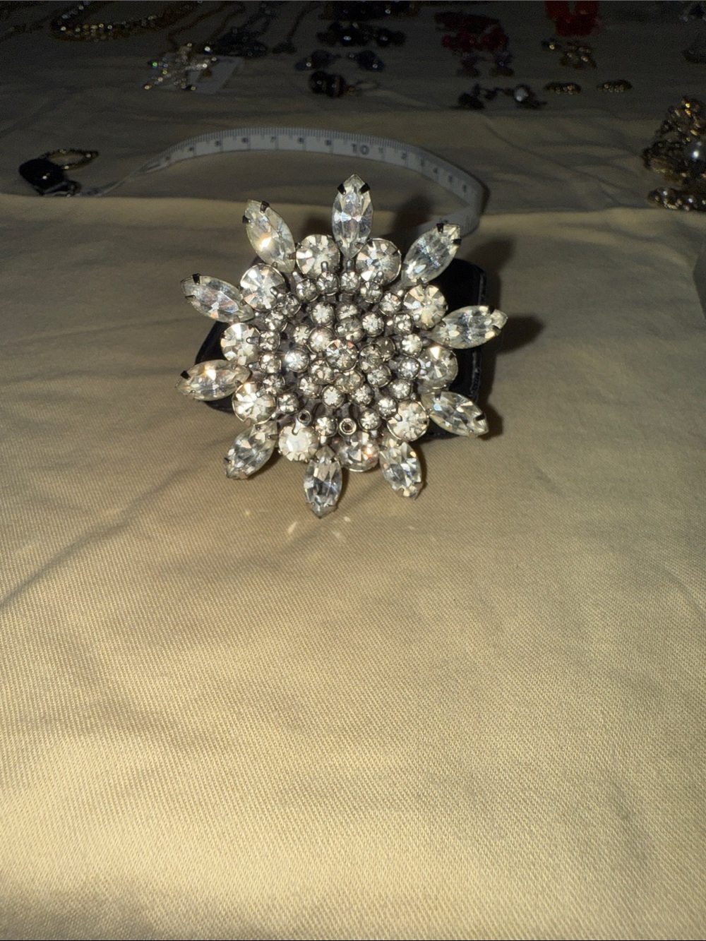 Crystal Flower Statement Brooch in Clear Silver (Weiss inspired)